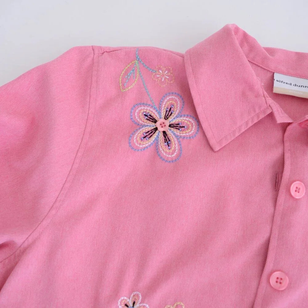 Vintage Alfred  Dunner Pink Embroidered Floral Button Up Lightweight Jacket 18W - Picture 9 of 13